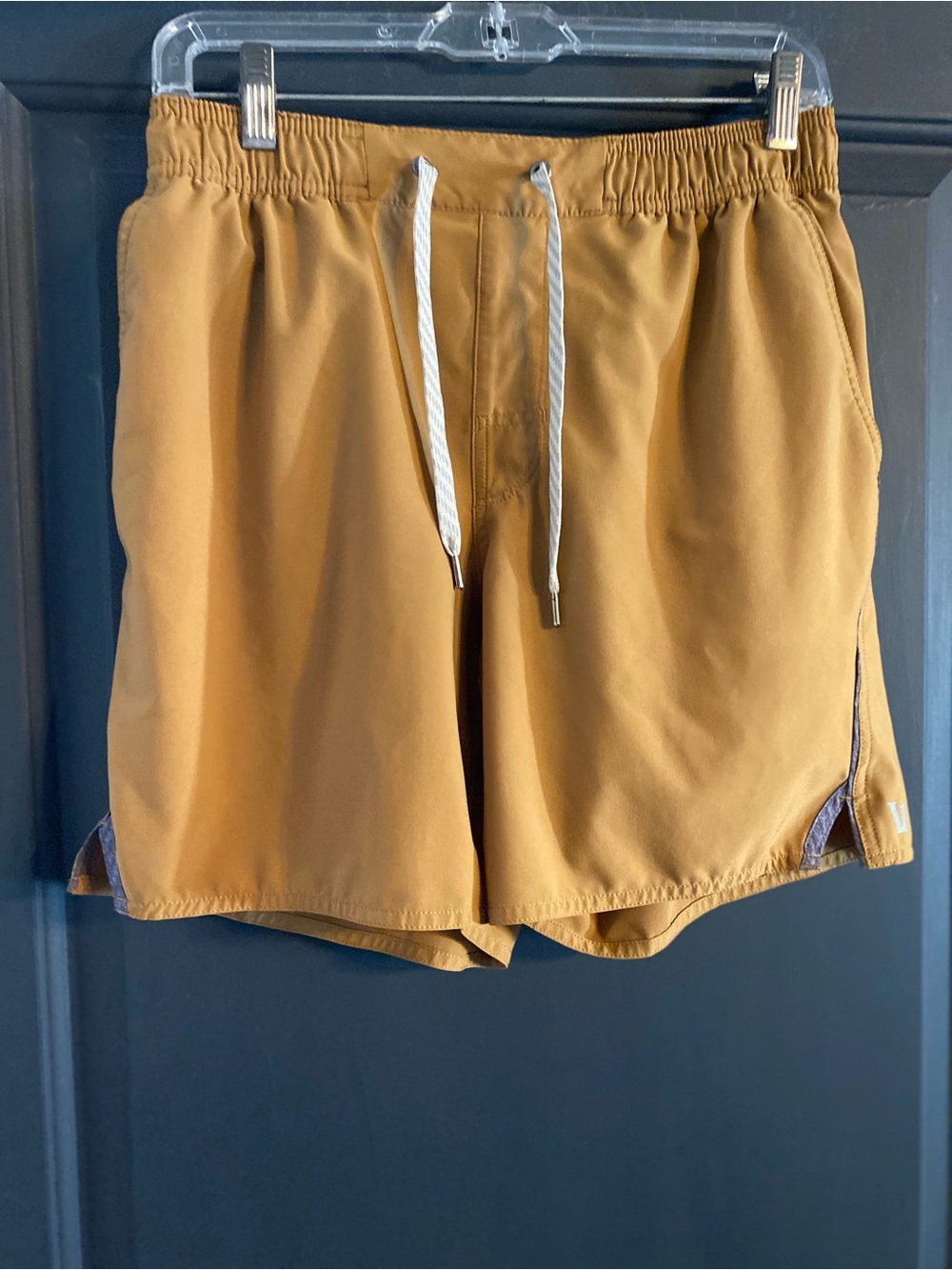 Vuori Men's Golden Mustard Swim Trunks with White Drawstring
